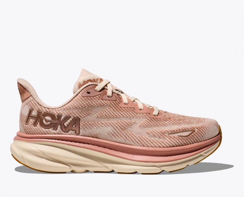 Beige HOKA Clifton 9 Women\'s Running Shoes | 31VFAISYZ