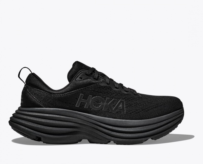 Black HOKA Bondi 8 Men\'s Running Shoes | 87RHNWCKB