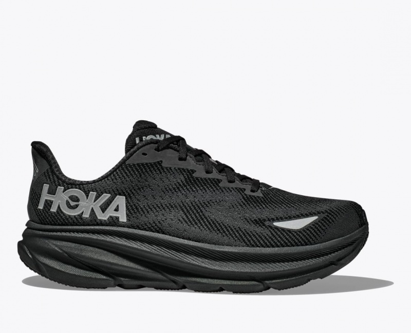 Black HOKA Clifton 9 GTX Women\'s Running Shoes | 60NOHKDIR