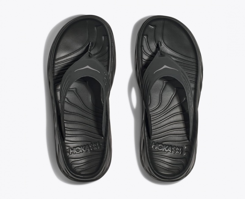 Black HOKA ORA Recovery Men's Flip Flops | 48QDZEVNB