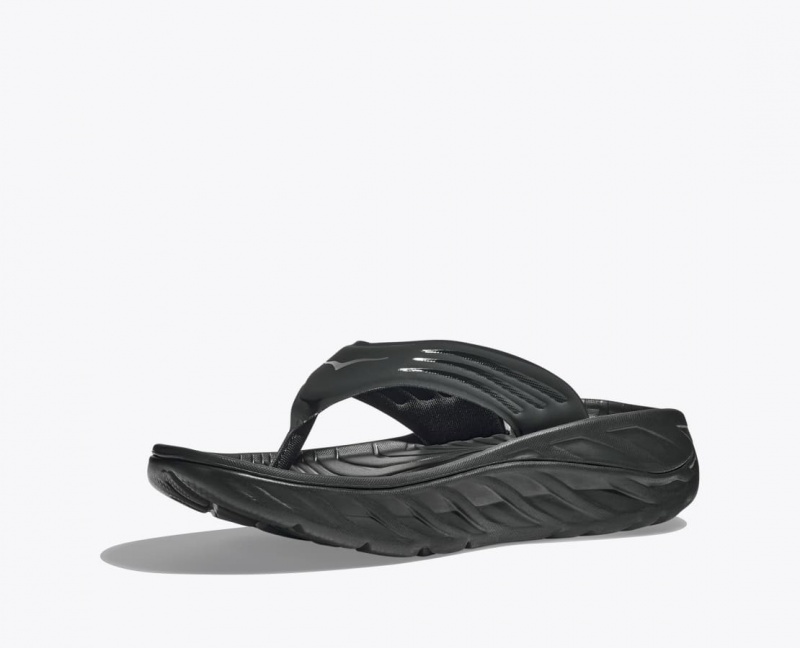 Black HOKA ORA Recovery Men's Flip Flops | 48QDZEVNB