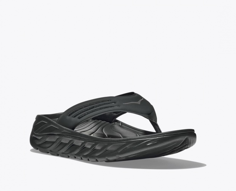 Black HOKA ORA Recovery Men's Flip Flops | 48QDZEVNB