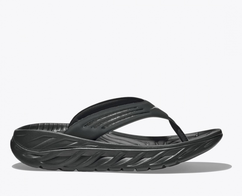 Black HOKA ORA Recovery Men\'s Flip Flops | 48QDZEVNB