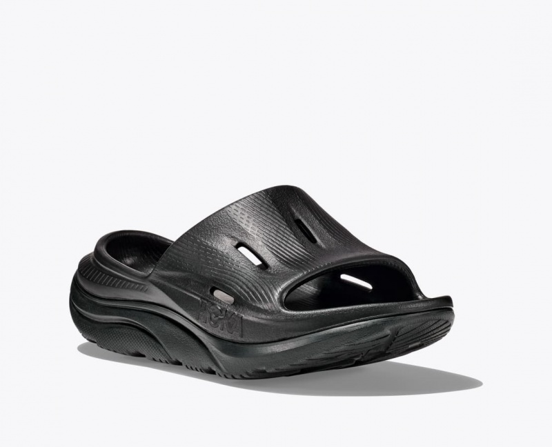 Black HOKA Ora Recovery 3 Kids' Slides | 20TDXPMNJ