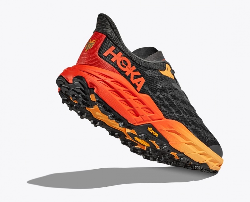 Black / Orange / Red HOKA Speedgoat 5 Men's Trail Running Shoes | 40BTZYNAC