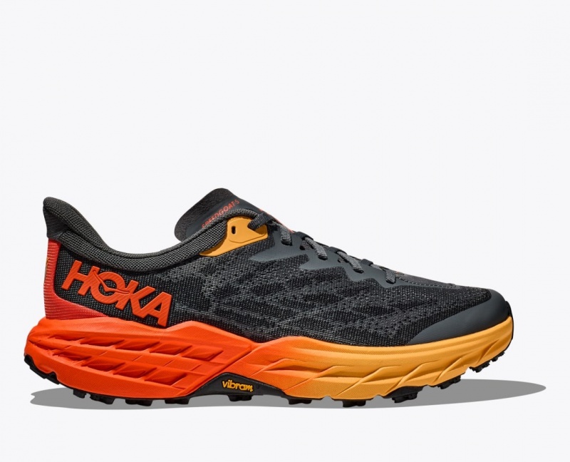 Black / Orange / Red HOKA Speedgoat 5 Men\'s Trail Running Shoes | 40BTZYNAC