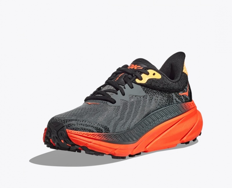 Black / Red HOKA Challenger 7 Men's Trail Running Shoes | 57GWFRKNZ