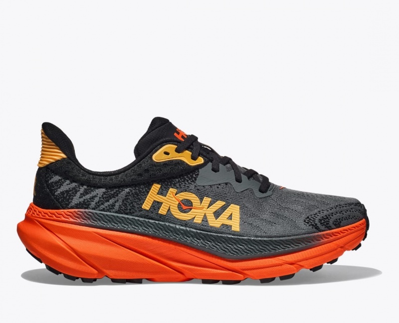 Black / Red HOKA Challenger 7 Men\'s Trail Running Shoes | 57GWFRKNZ