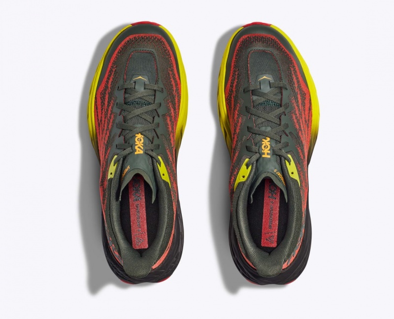 Black / Red / Yellow HOKA Speedgoat 5 Men's Trail Running Shoes | 46PMNOIGQ