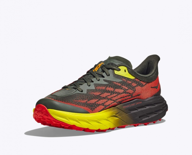 Black / Red / Yellow HOKA Speedgoat 5 Men's Trail Running Shoes | 46PMNOIGQ