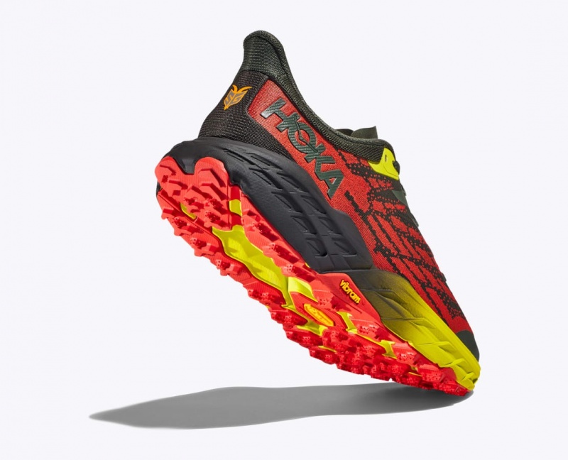 Black / Red / Yellow HOKA Speedgoat 5 Men's Trail Running Shoes | 46PMNOIGQ