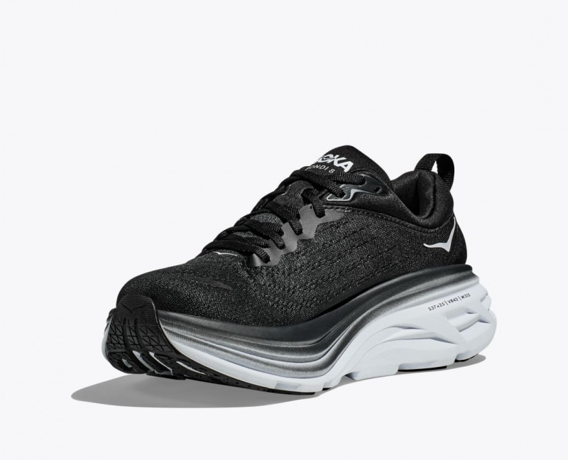 Black / White HOKA Bondi 8 Men's Running Shoes | 25HYDIBSF