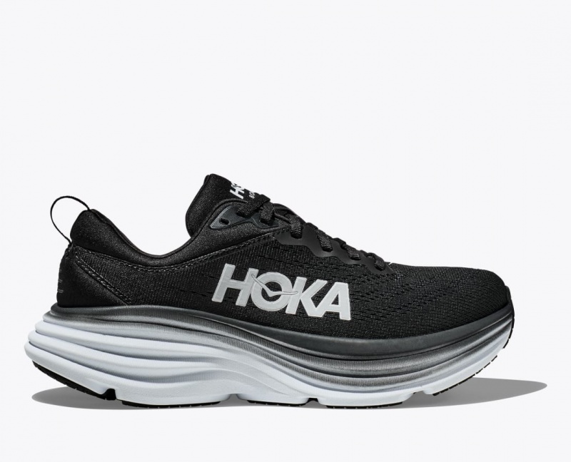 Black / White HOKA Bondi 8 Men\'s Running Shoes | 25HYDIBSF