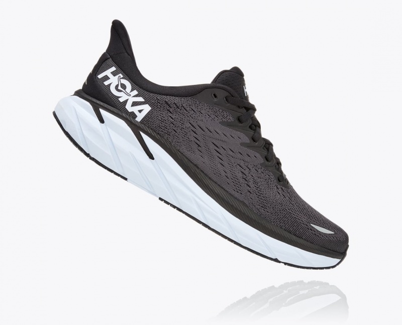 Black / White HOKA Clifton 8 Men's Running Shoes | 08VKCNTZE