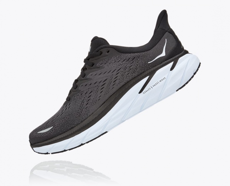 Black / White HOKA Clifton 8 Men's Running Shoes | 08VKCNTZE