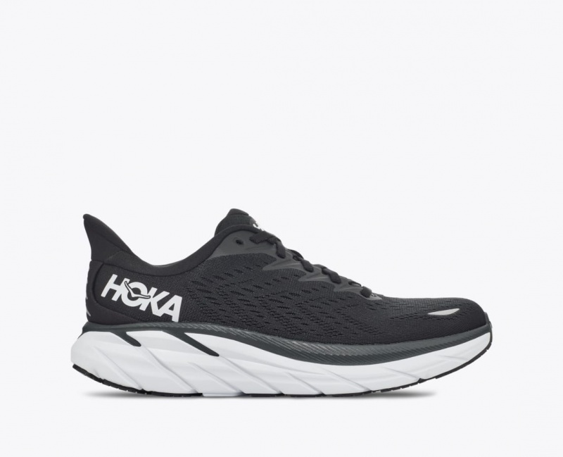 Black / White HOKA Clifton 8 Men\'s Running Shoes | 08VKCNTZE