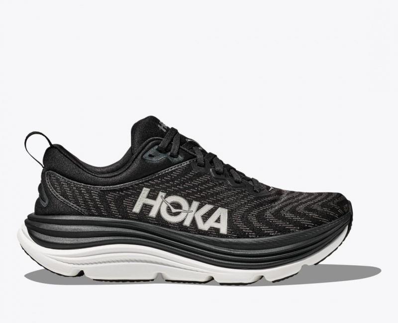 Black / White HOKA Gaviota 5 Men\'s Running Shoes | 69PNIMOCZ