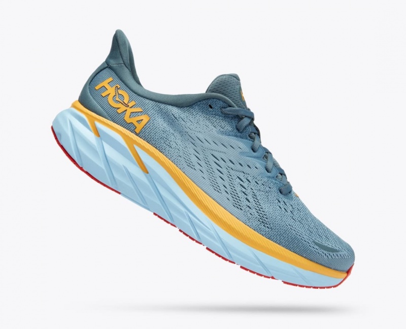 Blue Green / Orange HOKA Clifton 8 Men's Running Shoes | 31LWMDJUA