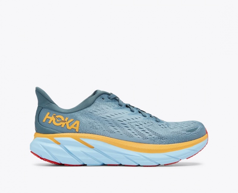 Blue Green / Orange HOKA Clifton 8 Men\'s Running Shoes | 31LWMDJUA