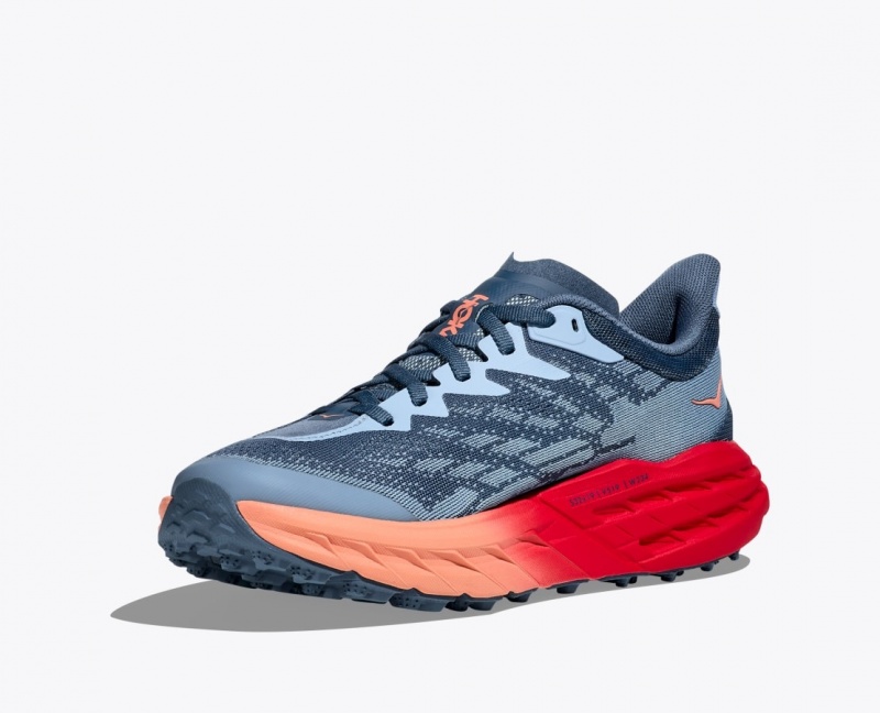 Blue Grey / Red HOKA Speedgoat 5 Women's Trail Running Shoes | 27HMVNWPY