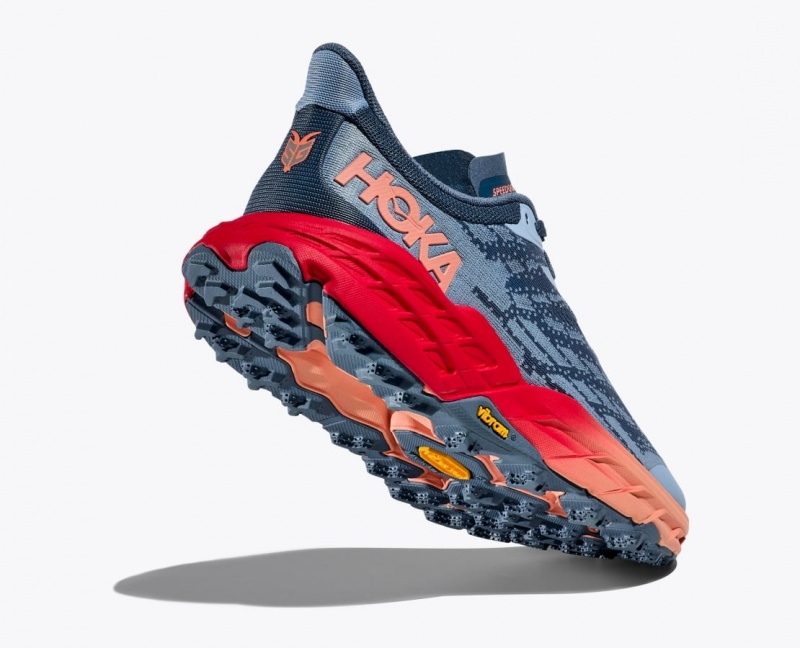 Blue Grey / Red HOKA Speedgoat 5 Women's Trail Running Shoes | 27HMVNWPY