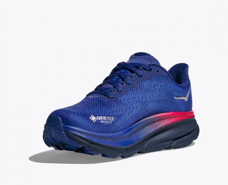 Blue HOKA Clifton 9 GTX Women's Running Shoes | 02GMDUJAK