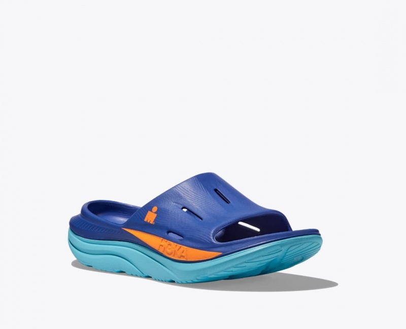 Blue HOKA IRONMAN Ora Recovery Women's Slide | 01JGTXFYI