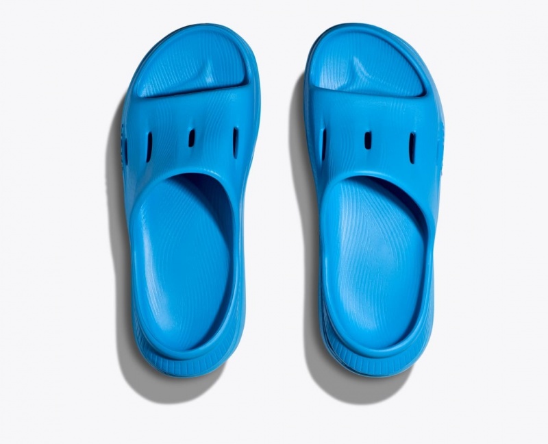 Blue HOKA Ora Recovery 3 Kids' Slides | 91SFHIRVA