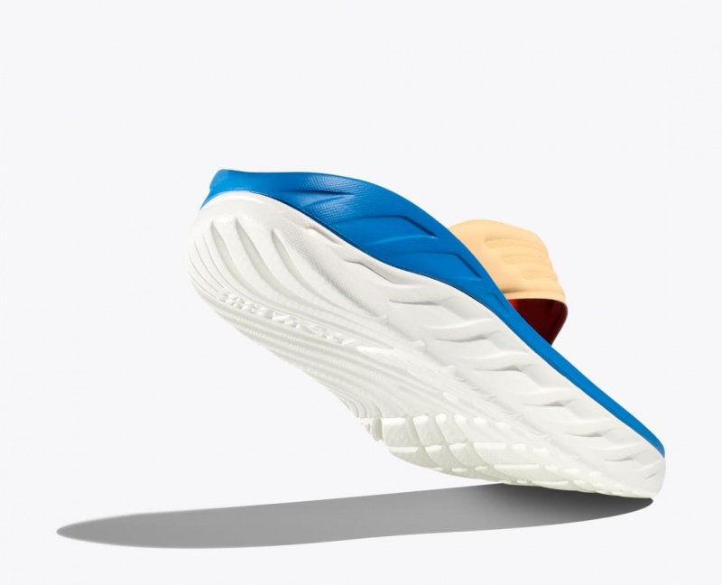 Blue / Beige HOKA ORA Recovery Men's Flip Flops | 92SGWKDEZ