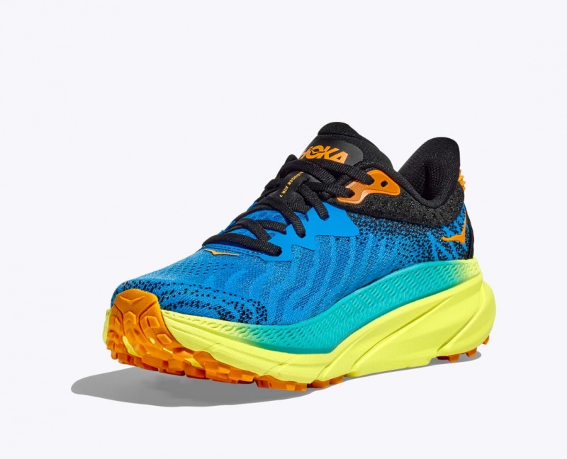 Blue / Black HOKA Challenger 7 Women's Trail Running Shoes | 95MOJUKGS