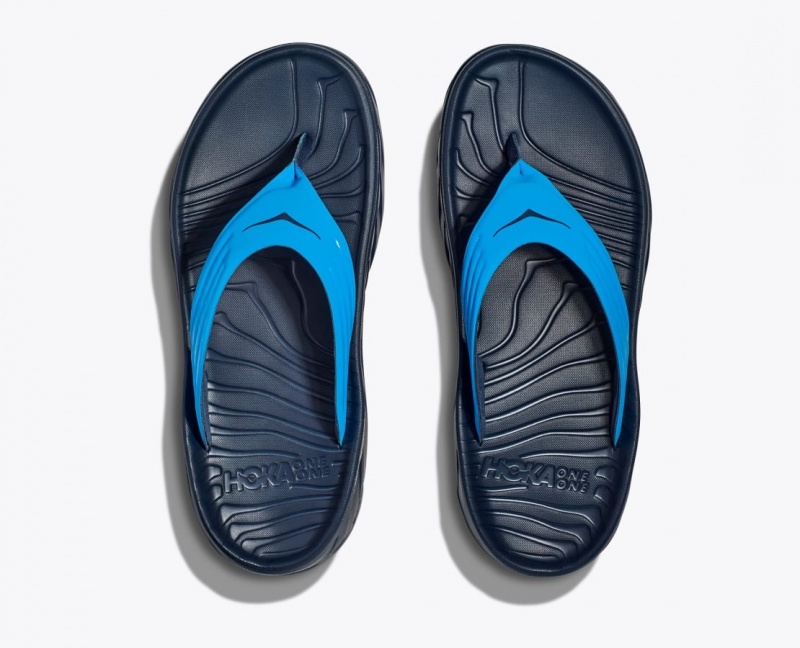 Blue / Black HOKA ORA Recovery Men's Flip Flops | 83HCZSAUM