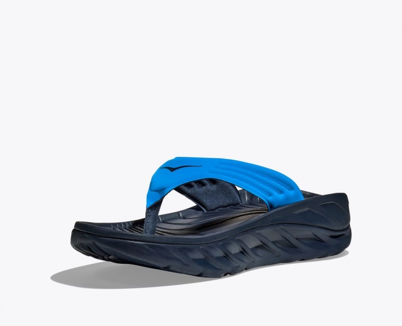 Blue / Black HOKA ORA Recovery Men's Flip Flops | 83HCZSAUM