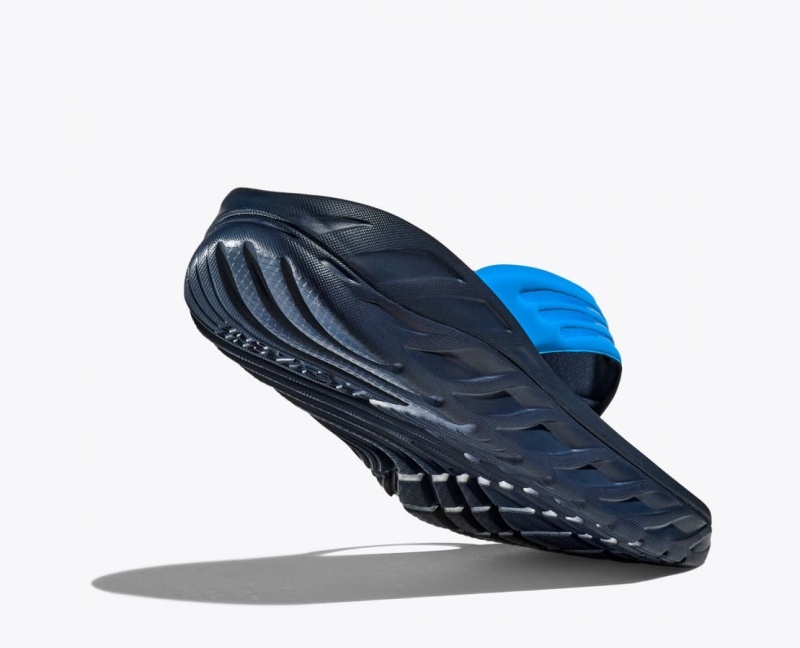 Blue / Black HOKA ORA Recovery Men's Flip Flops | 83HCZSAUM