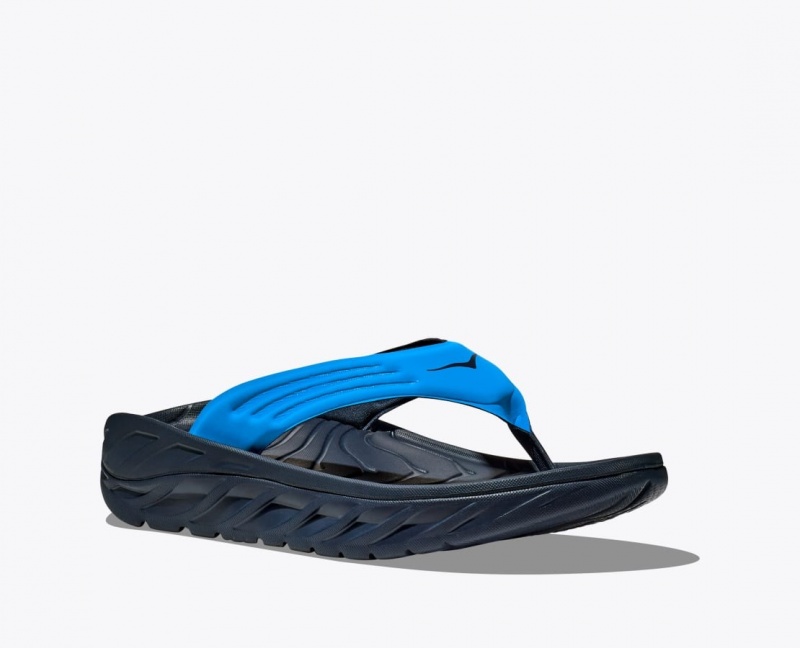 Blue / Black HOKA ORA Recovery Men's Flip Flops | 83HCZSAUM