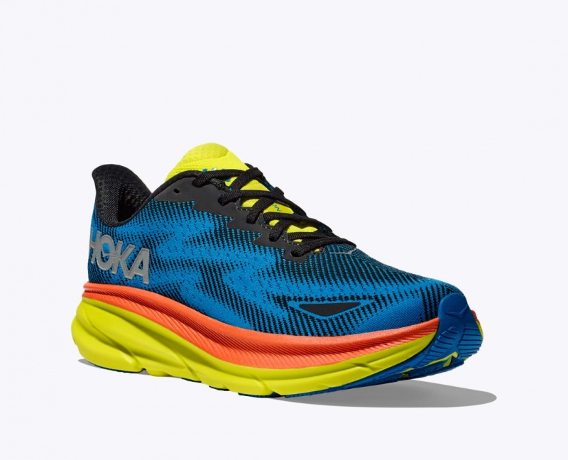 Blue / Black / Green HOKA Clifton 9 GTX Women's Running Shoes | 27LEKRJBU