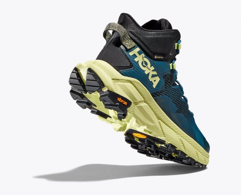 Blue / Black / Light Green HOKA Trail Code GTX Men's Hiking Boots | 32EZASFDQ