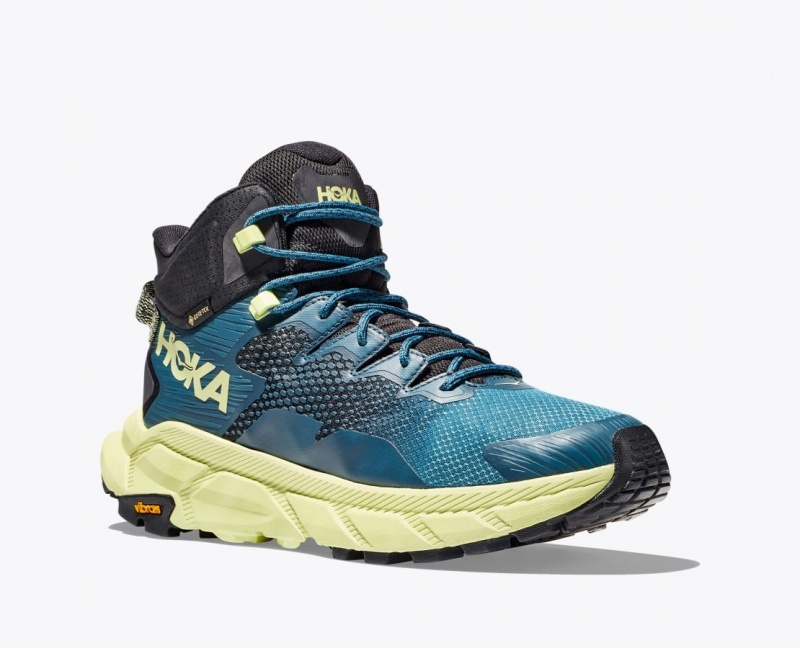 Blue / Black / Light Green HOKA Trail Code GTX Men's Hiking Boots | 32EZASFDQ