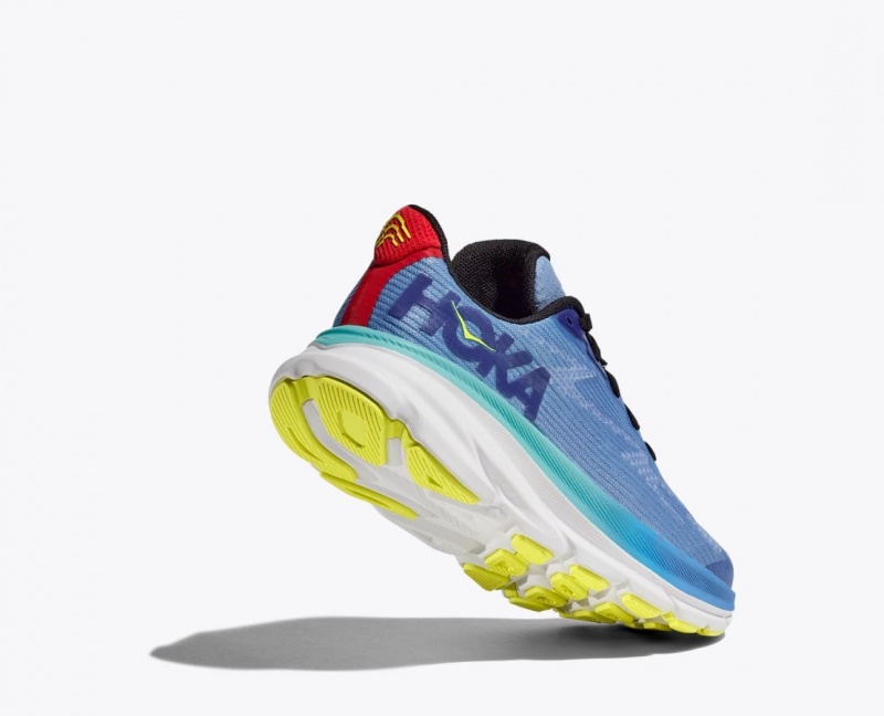 Blue / Dark Blue HOKA Clifton 9 Kids' Running Shoes | 74GYLCDFV