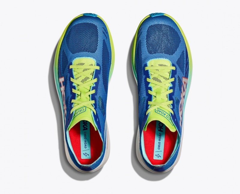 Blue / Green HOKA Cielo Road Men's Running Shoes | 65HQSALEN