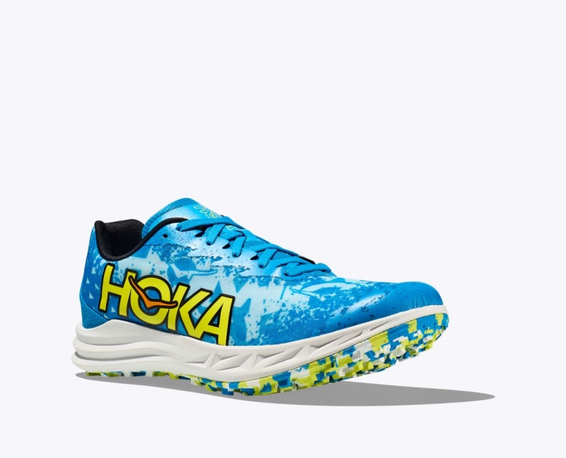 Blue / Green HOKA Crescendo XC Spikeless Men's Track Spikes | 71HQNZTJG