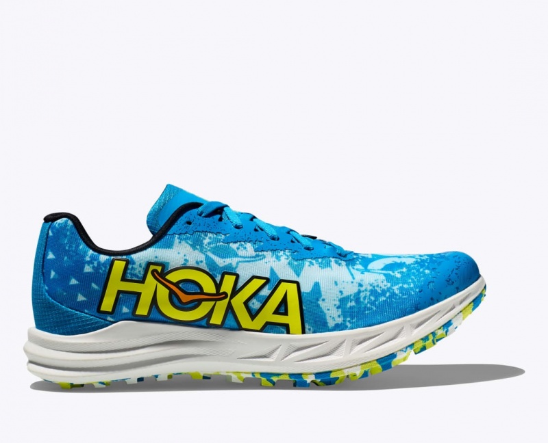 Blue / Green HOKA Crescendo XC Spikeless Men\'s Track Spikes | 71HQNZTJG