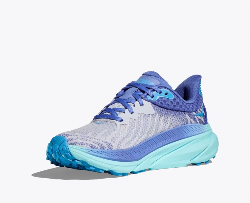 Blue / Grey HOKA Challenger 7 Women's Trail Running Shoes | 40CUXMNEK