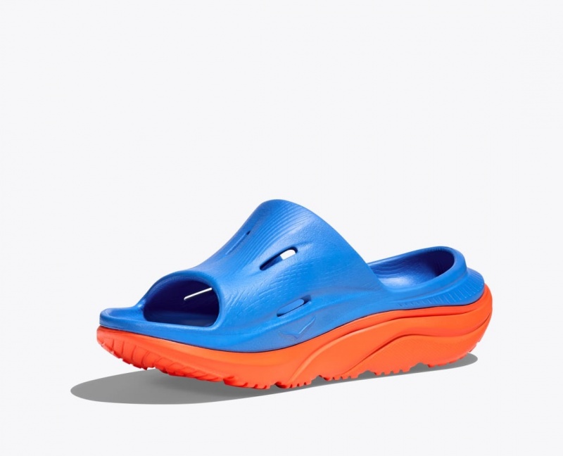 Blue / Orange HOKA Ora Recovery 3 Kids' Slides | 64USKCBJD