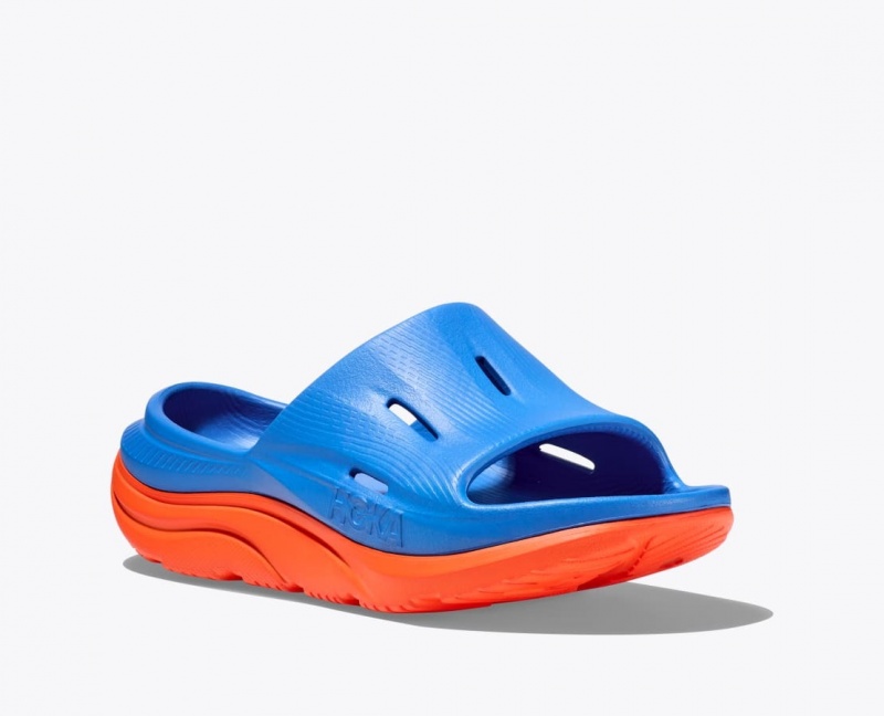 Blue / Orange HOKA Ora Recovery 3 Kids' Slides | 64USKCBJD