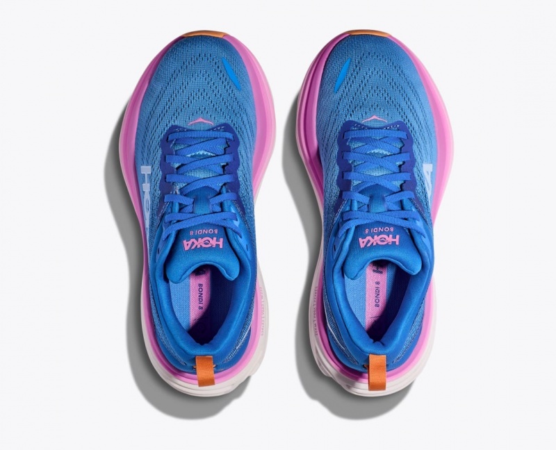 Blue / Pink HOKA Bondi 8 Women's Running Shoes | 07TDKMPCR