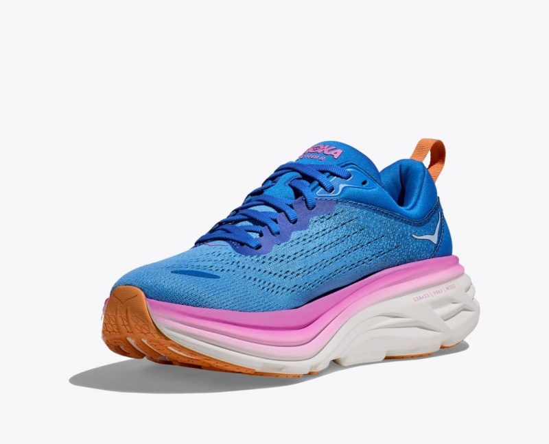 Blue / Pink HOKA Bondi 8 Women's Running Shoes | 07TDKMPCR