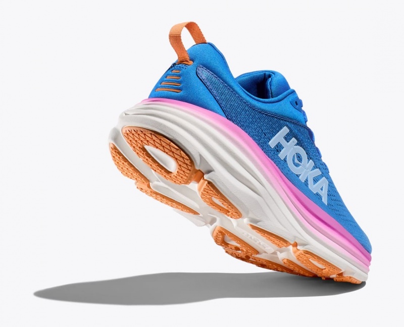 Blue / Pink HOKA Bondi 8 Women's Running Shoes | 07TDKMPCR