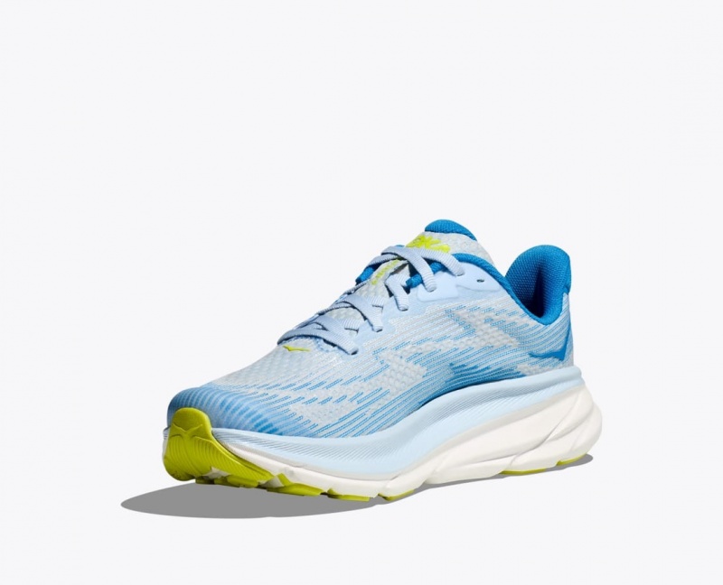 Blue / White HOKA Clifton 9 Kids' Running Shoes | 78WEGQFIC