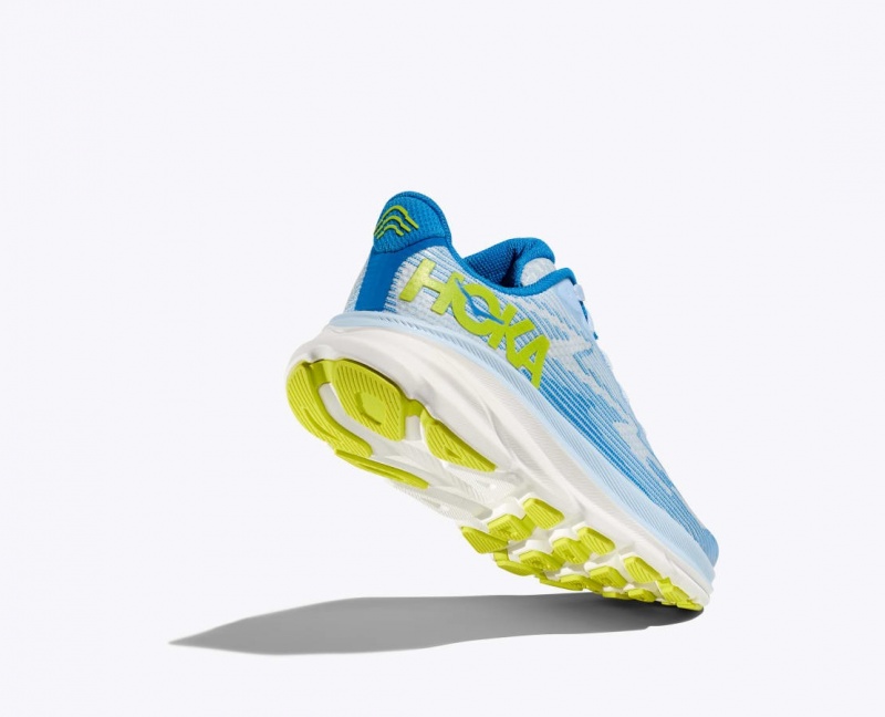 Blue / White HOKA Clifton 9 Kids' Running Shoes | 78WEGQFIC