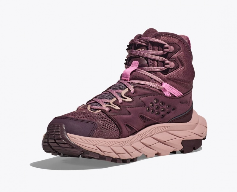 Burgundy HOKA Anacapa Breeze Mid Women's Hiking Boots | 92WETZPHJ